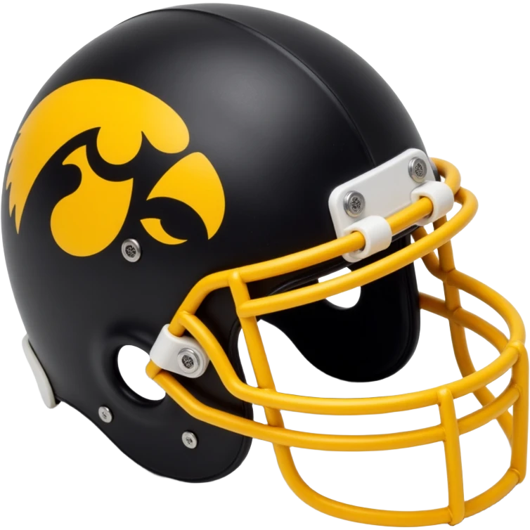 Iowa Hawkeyes football helmet, black with gold hawk logo, skeuomorphism icon style emoji