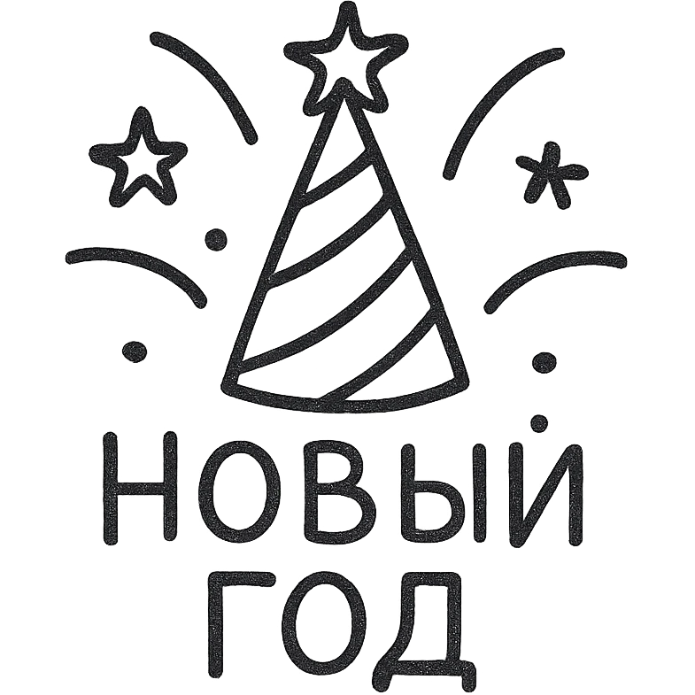 Новый год. Минималистичный линейный рисунок emoji
