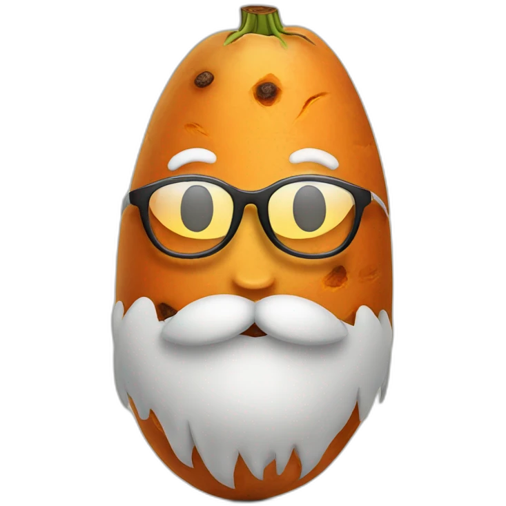 sweet potato with glasses and a beard emoji