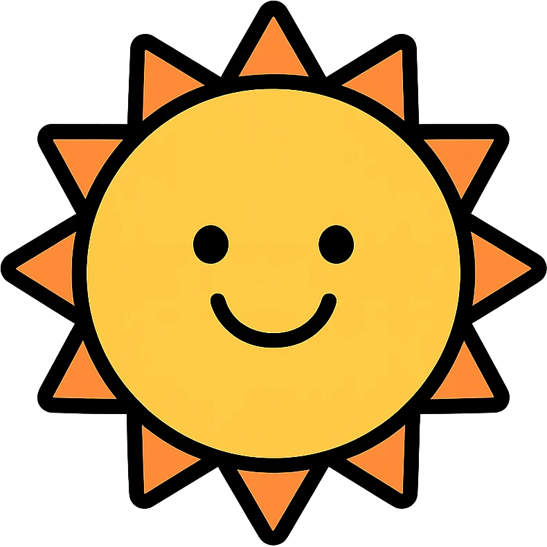 smiling sun icon with color outlines emoji