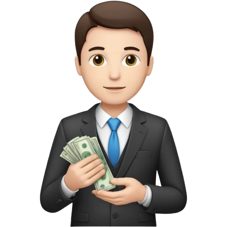 CEO with money in his hands donating to hospital emoji