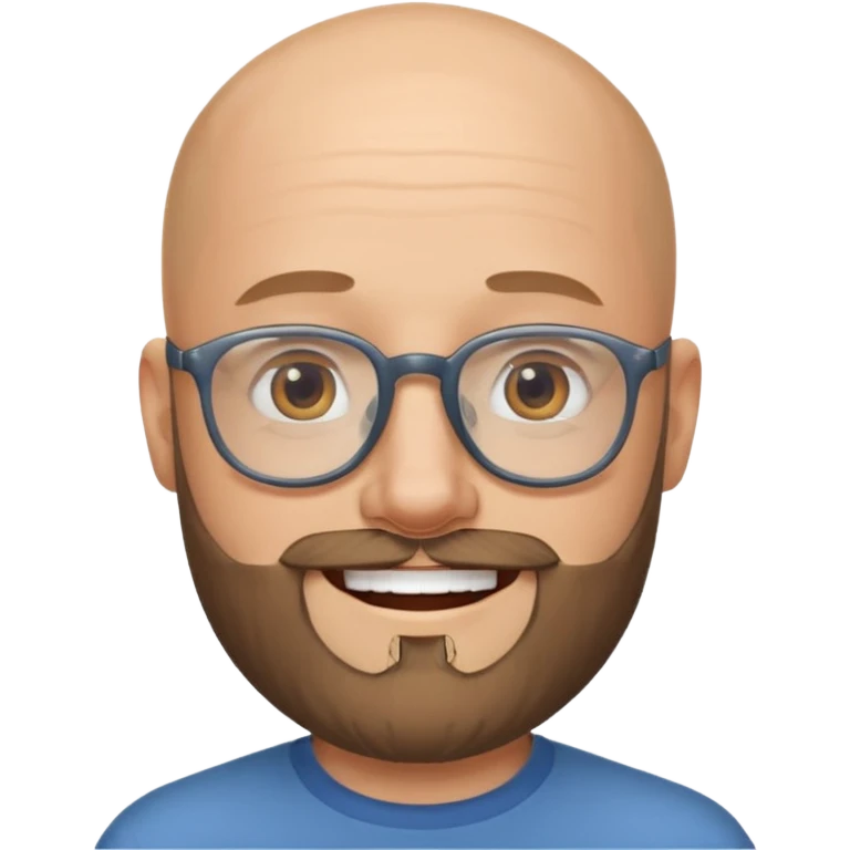 Bald white man with glasses and beard smiling big emoji