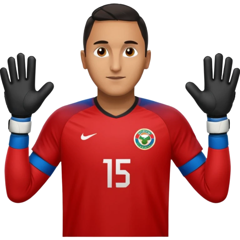 Keylor NavasK camisa roja de Costa Rica  y guantes de portero emoji