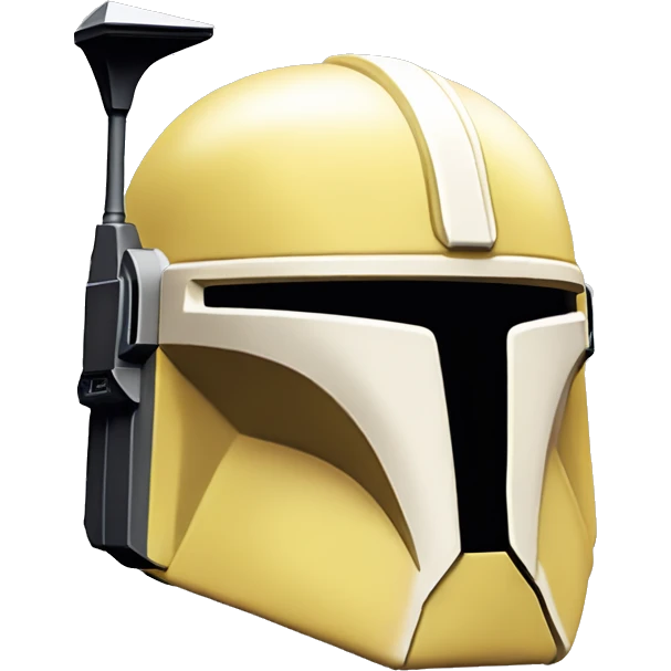 Light yellow and white colored Mandalorian helmet with antenna emoji