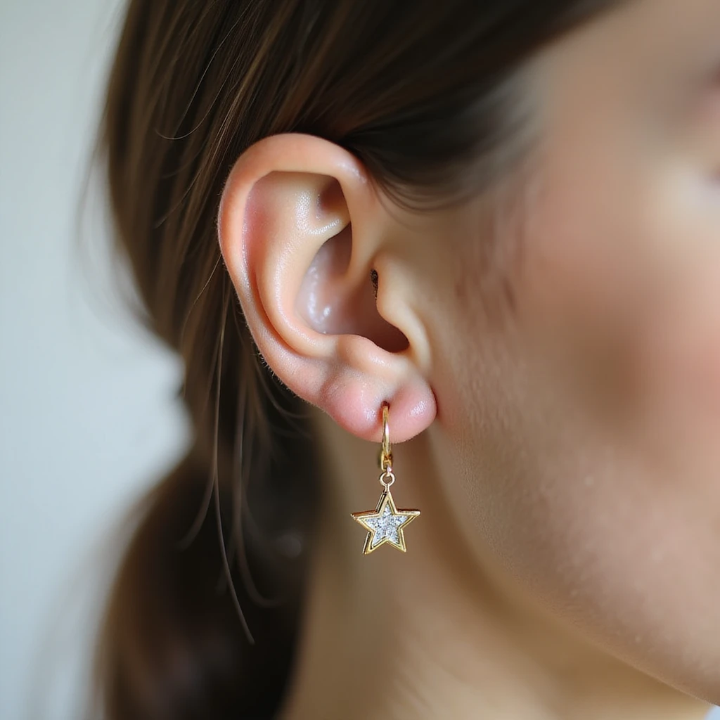 realistic star-shaped earring, isolated on a transparent background, no visible background emoji