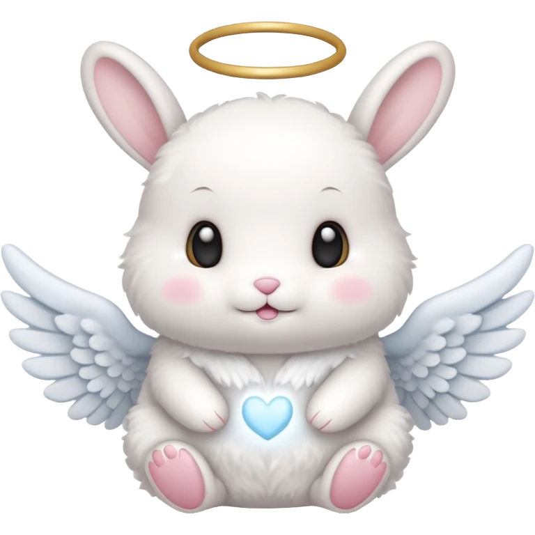 cute bunny and marshmallow both with angel wings side by side emoji