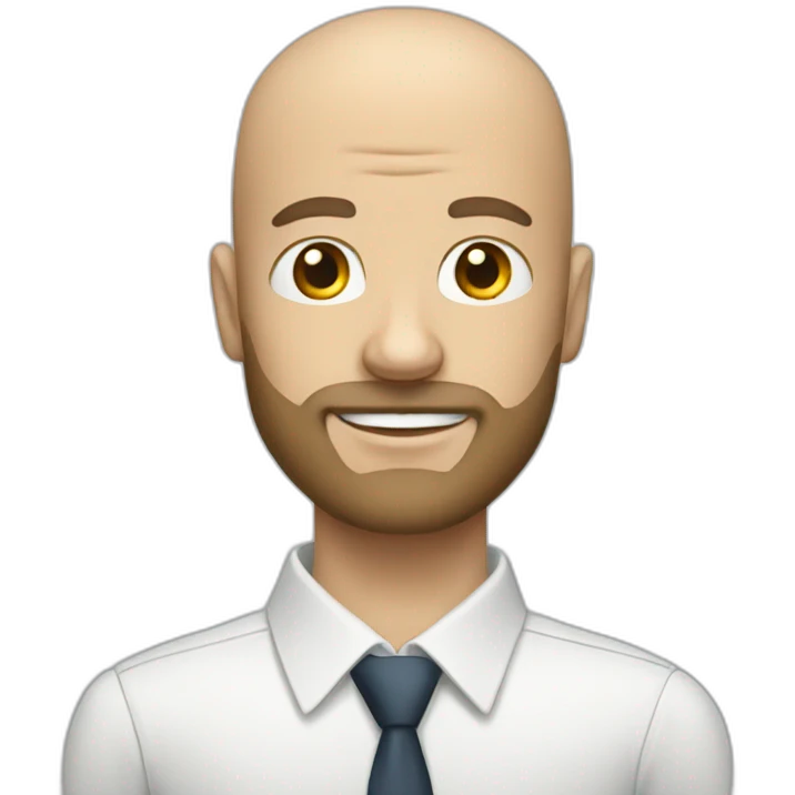 white bald man with beard in shirt and tie emoji