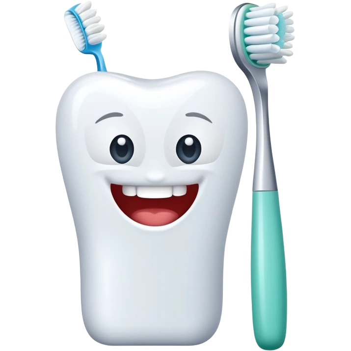 toothbrush with toothpaste and sparkling clean teeth, simple and cute emoji