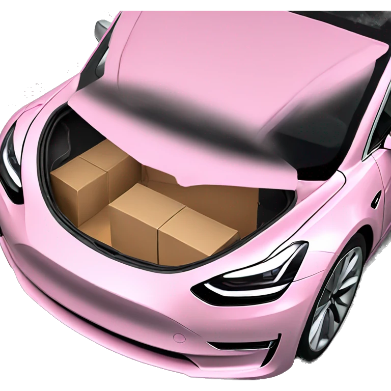 Pink Tesla model 3 open trunk emoji