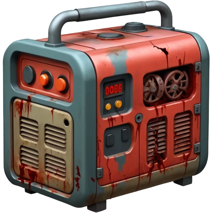 A generator for making electricity, covered in zombie guts. In a dark menacing style emoji