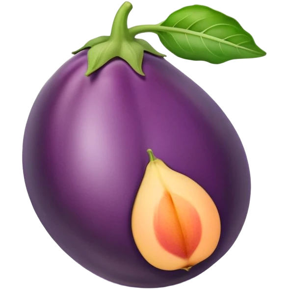 Eggplant between a peach sideways emoji