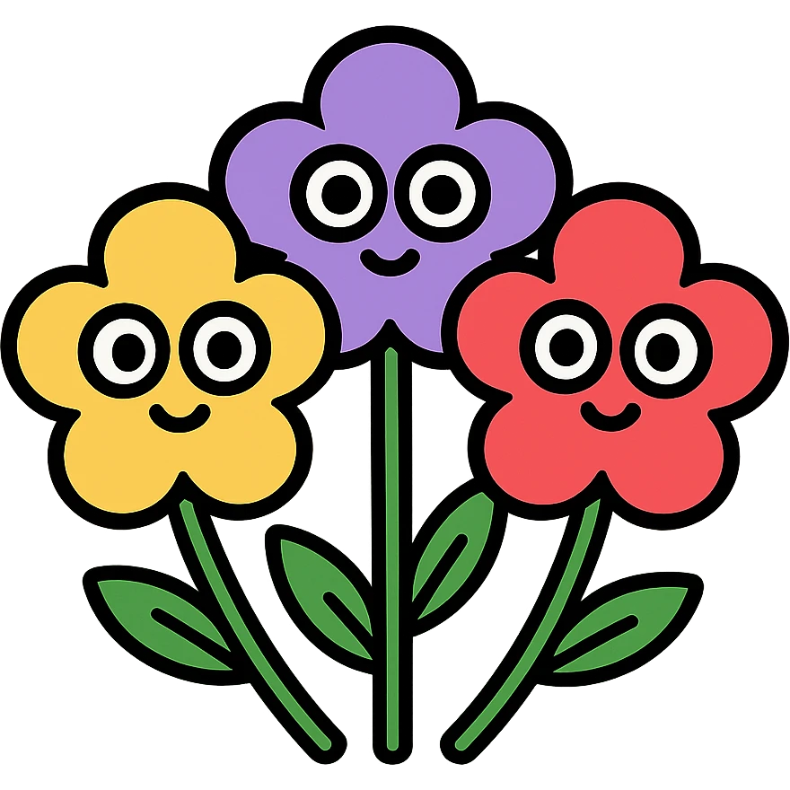цветы с глазками, стиль 4 emoji