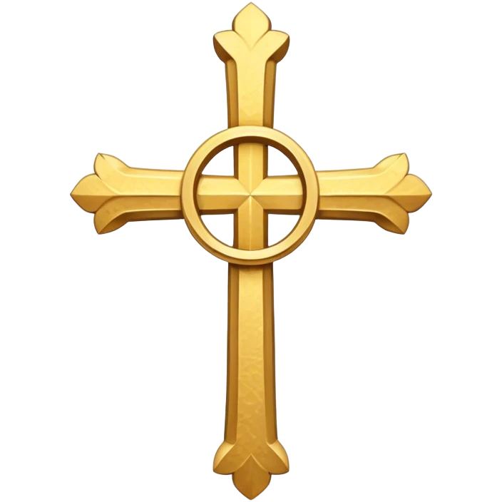 Two hearts around a simple gold cross  emoji