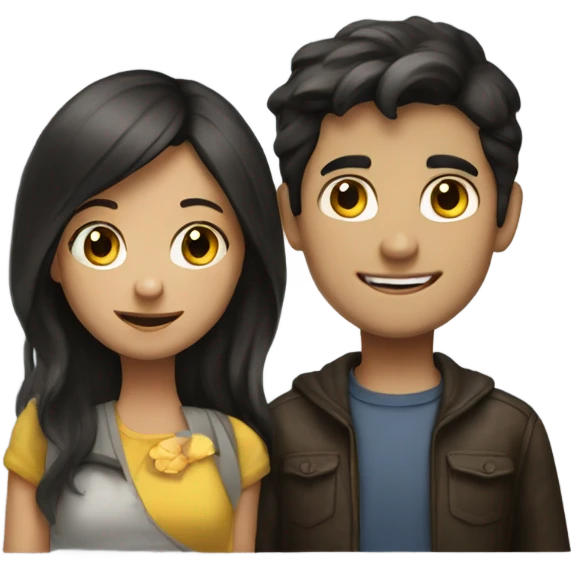 A dark-haired girl and a dark-haired boy just bought a house emoji