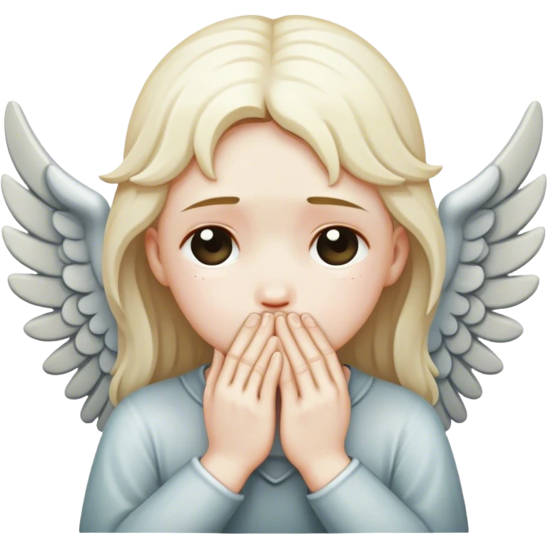 Stone angels crying with hands over face emoji
