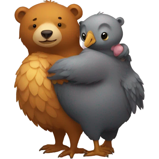 A bear and a dodo hugging each other emoji