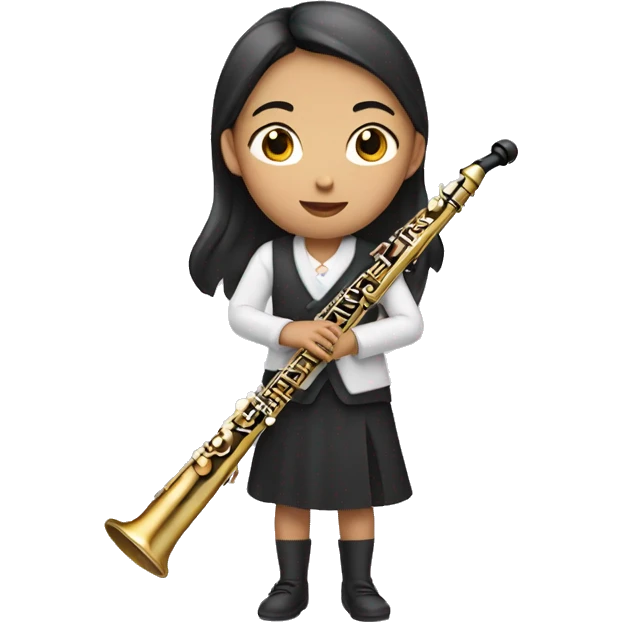 asian girl playing oboe emoji