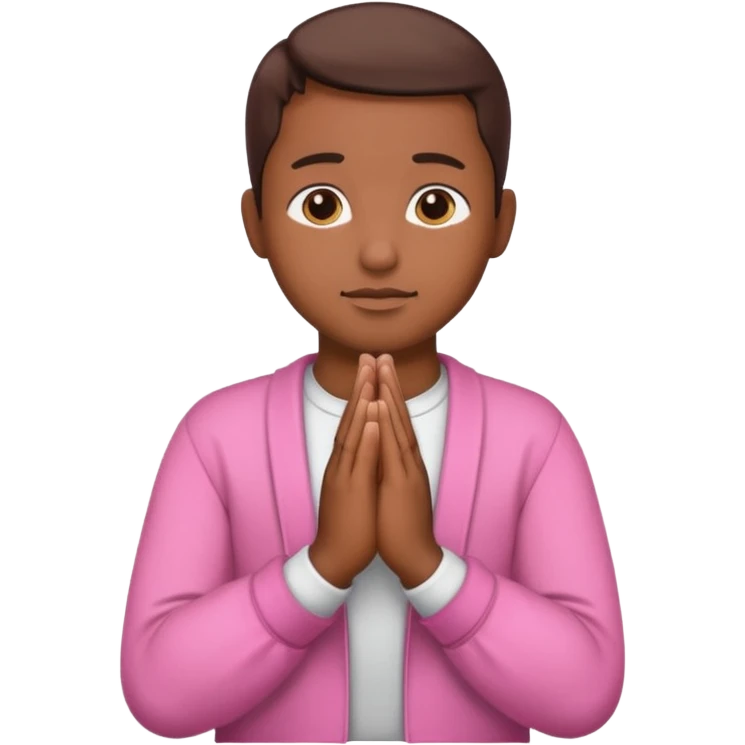 Brown praying hands with pink sleeves emoji
