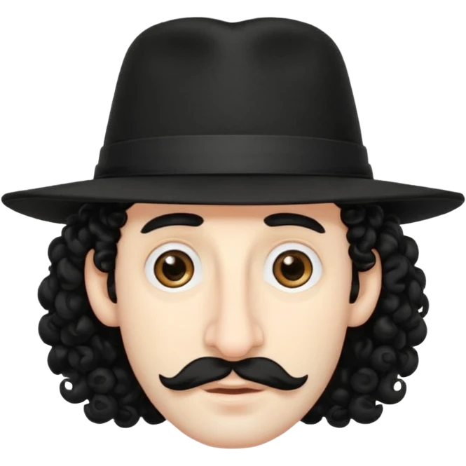 Man with big nose and 2 hair curls and a Jewish hat emoji