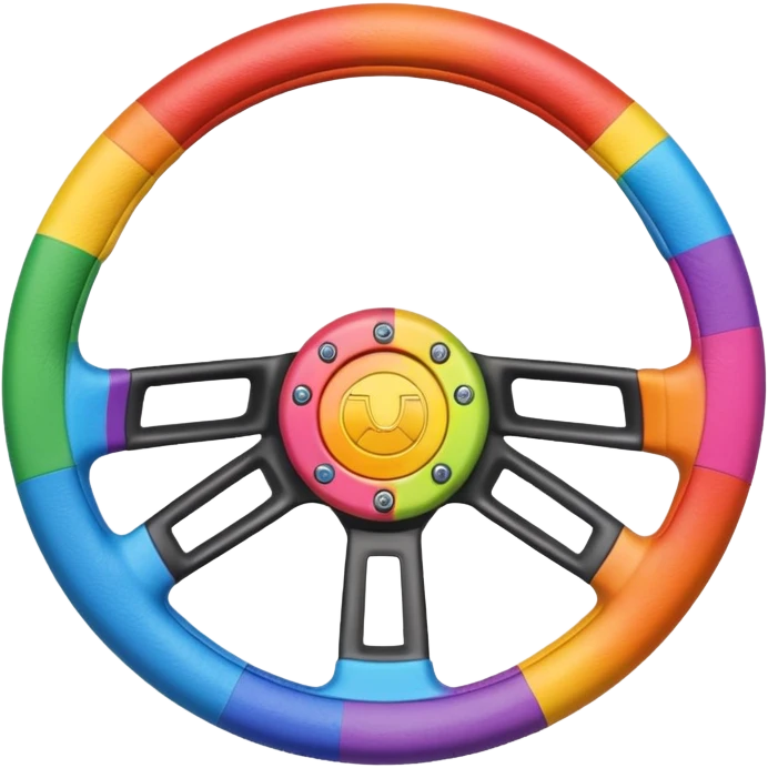 steering wheel with trans pride colors emoji