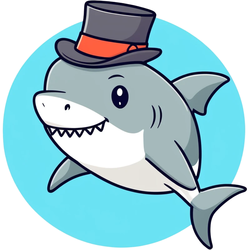 Shark with a top hat emoji