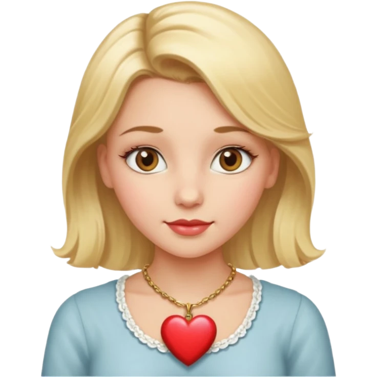 Vintage blonde hair girl with hazel eyes heart necklace  emoji
