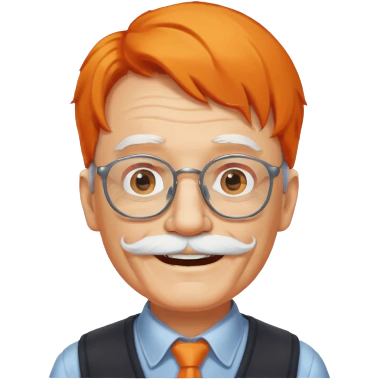old man, orange hair, white mustache, wearing glasses emoji