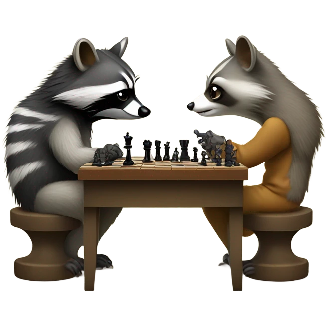 raccoon and opossum playing chess emoji