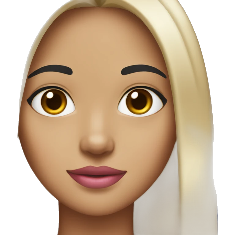Girl with straight black hair and light tan skin with brown eyes and pink lips emoji