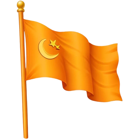 Orange flag with ☬ this emoji emoji