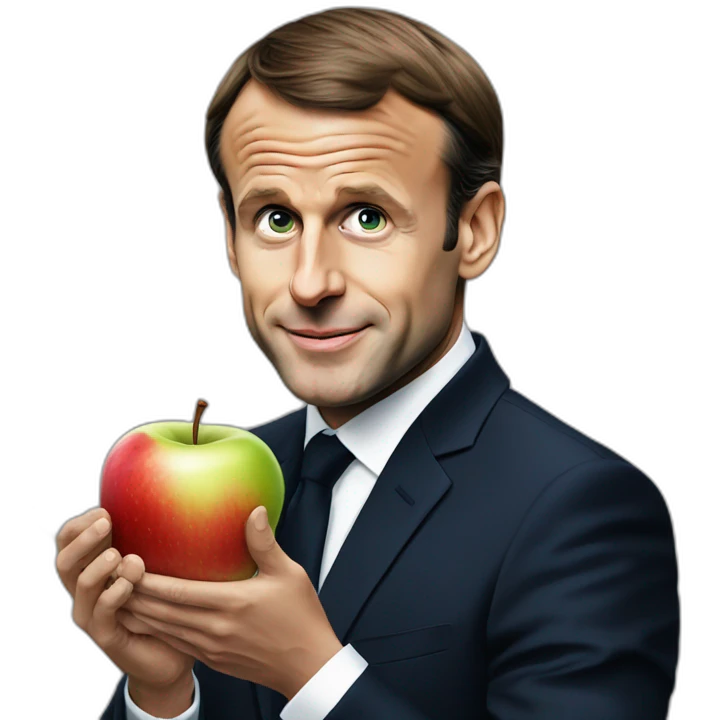 Emmanuel Macron eat apple emoji
