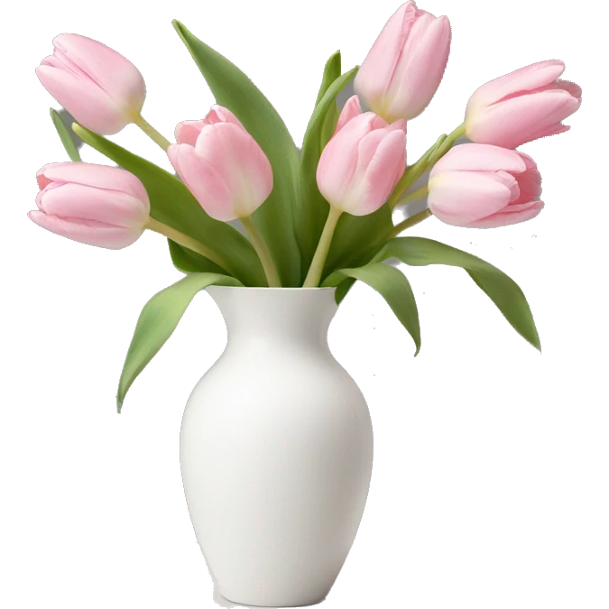 Light pink tulips in white vase i emoji