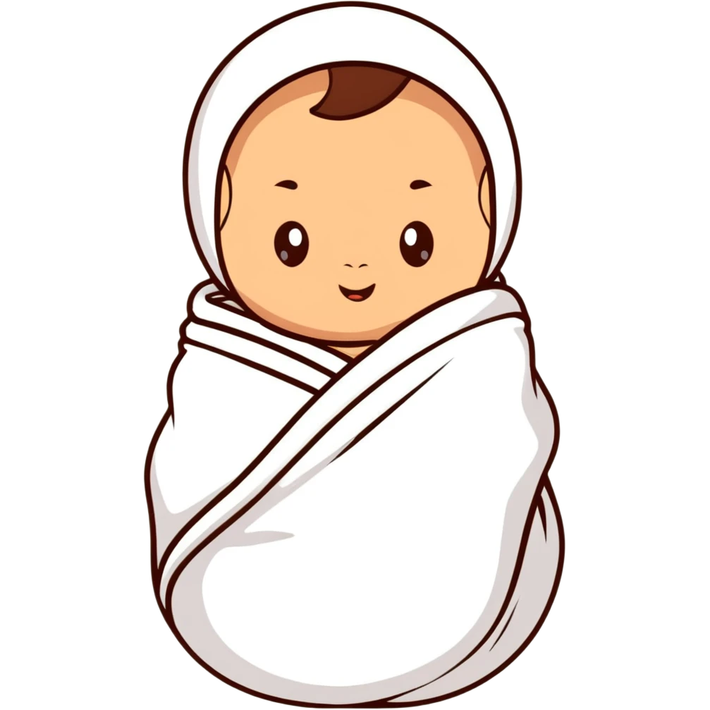 tanned baby swaddled in a white blanket emoji