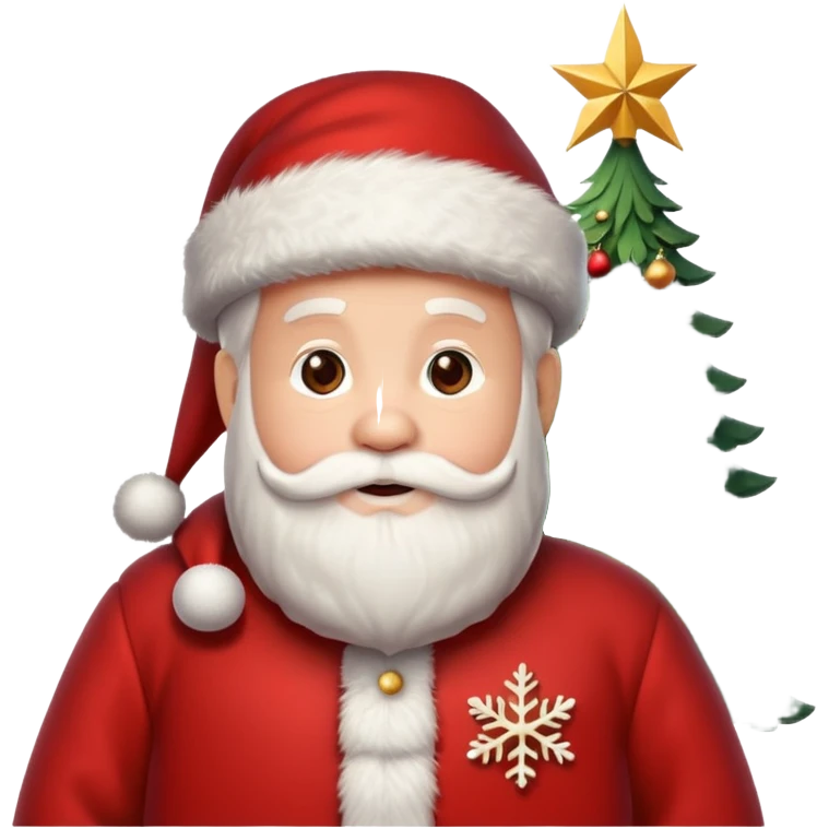 Santa Claus and a Christmas Tree with Snowflakes emoji