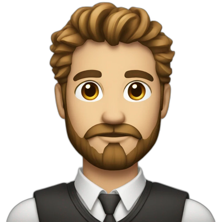 Elegant man, with a good necklace and watch holding his chin with the hand of his watch in an imposing manner. He has good hair and styling and a structured beard. emoji