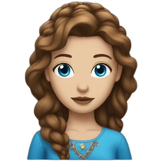 Rock princess with brown hair and blue eyes emoji