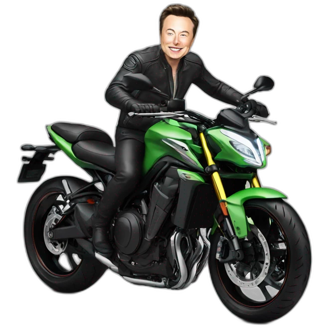 Elon musk ride at Kawasaki z900 bike emoji