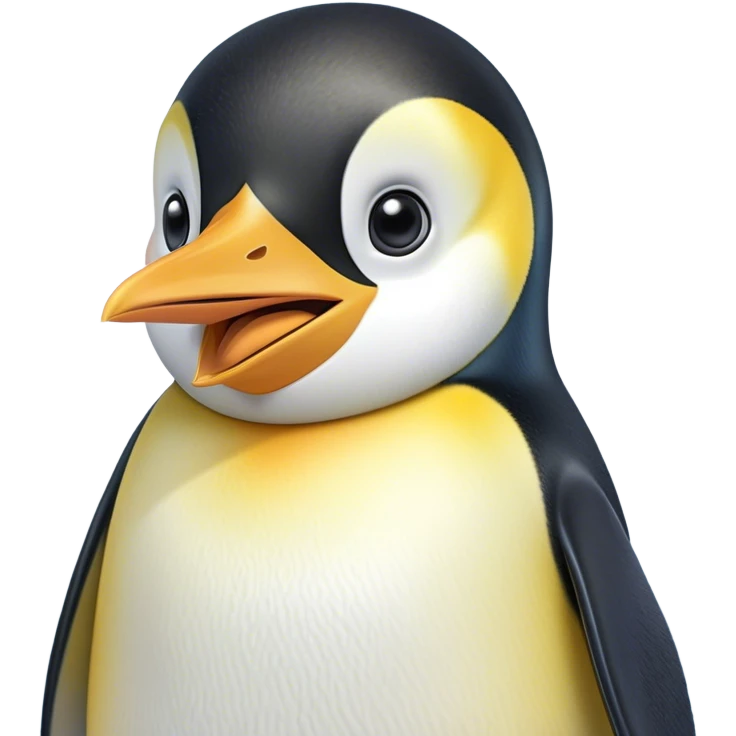 Cinematic Comical Emperor Penguin Portrait Emoji, Head tilted dramatically with an exaggeratedly shocked expression, featuring sleek, polished plumage with wide, comically expressive eyes filled with exaggerated disbelief, Simplified yet hilariously expressive features, highly detailed, glowing with a slightly sassy polar glow, high shine, dramatic yet playful, stylized with an air of cheeky arctic attitude, soft glowing outline, capturing the essence of a meme-worthy penguin that appears ready to side-eye its way into viral internet fame instantly! emoji