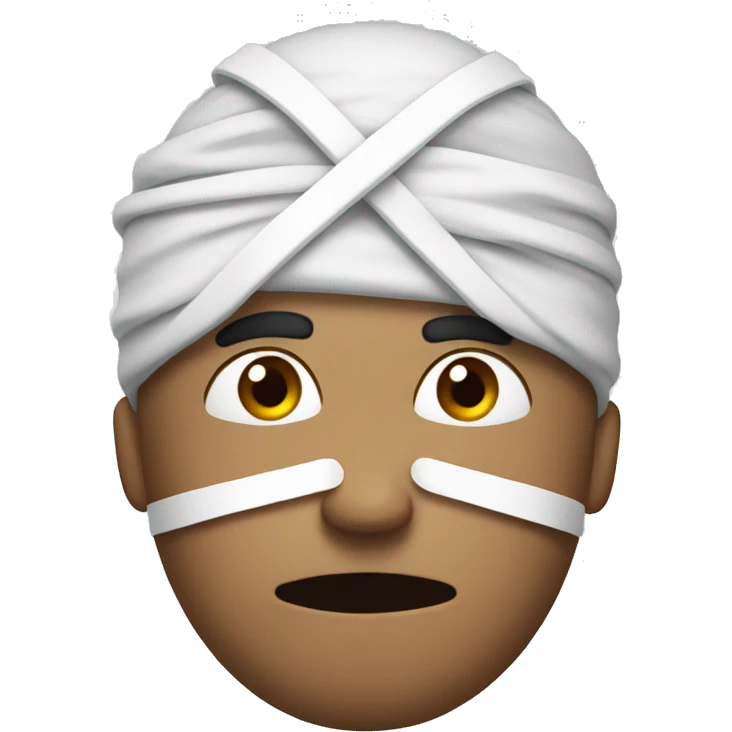 Sad Man with bandage strapped to his head because of a toothache  emoji