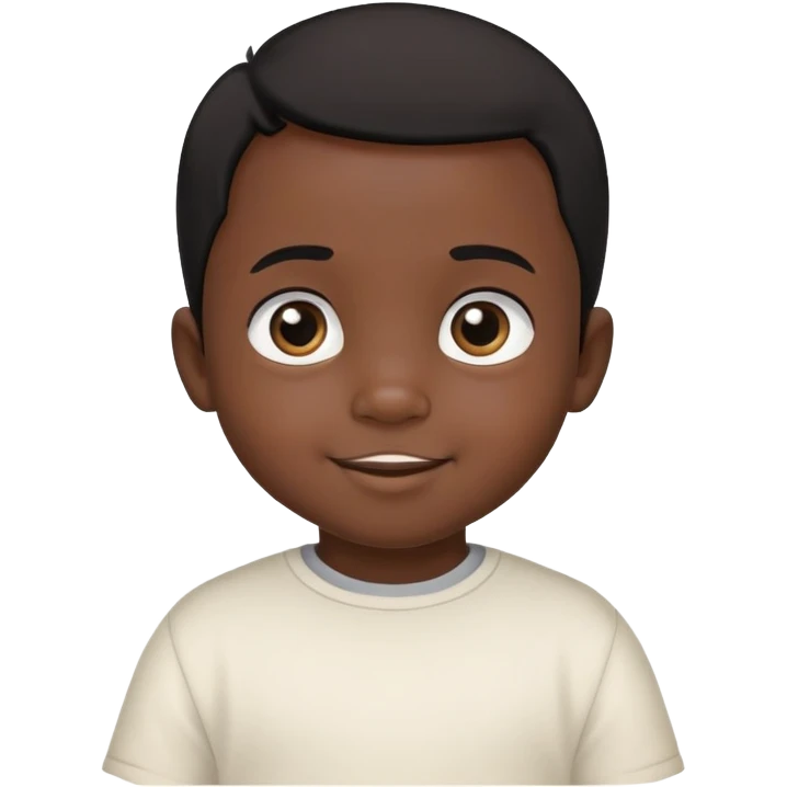 smiling face, toddler boy, African, big eyes, dark skin, black hair, no neck, no body emoji