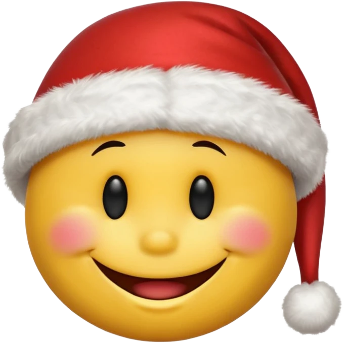 Smiley face smiles with closed eyes in a red Christmas hat emoji