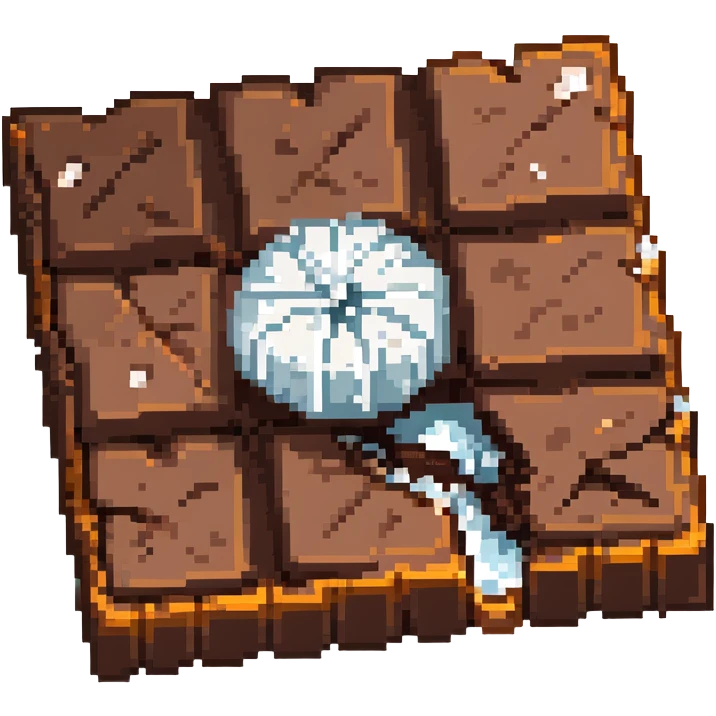 Dark chocolate square with sea salt flakes emoji