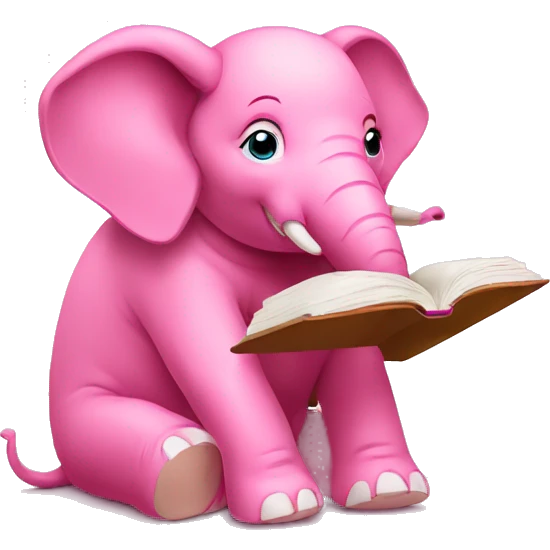 pink elephant studying emoji