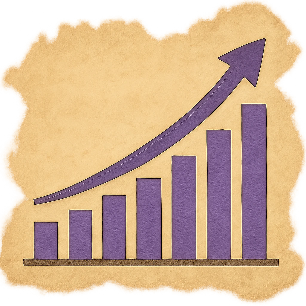 growth graph in purple, ghibli style emoji