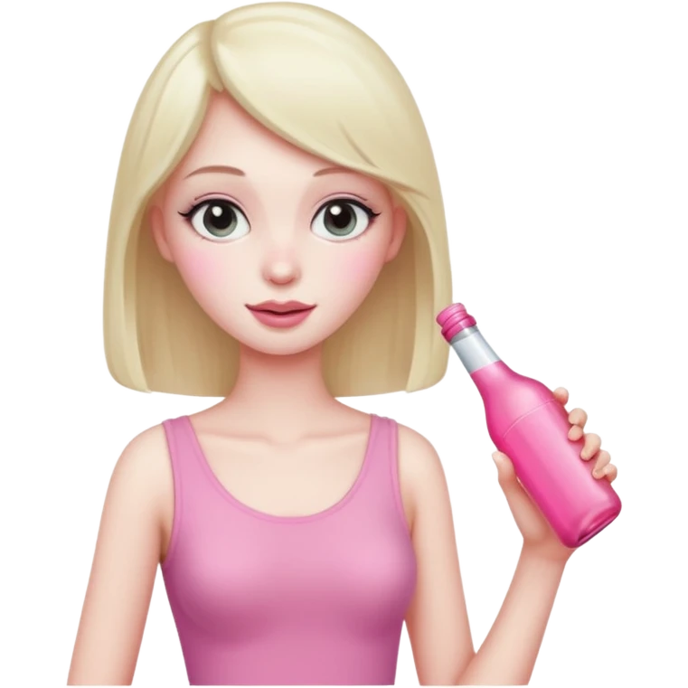 sissy with a pink bottle, blushing emoji