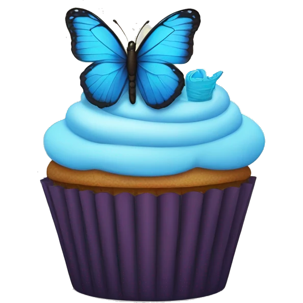 Cupcake with blue butterfly on top emoji