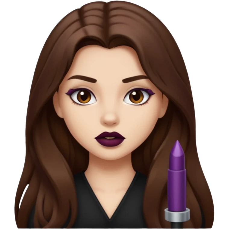 a pretty bratz fair girl with brown long hair styled well, looking like a baddie emoji