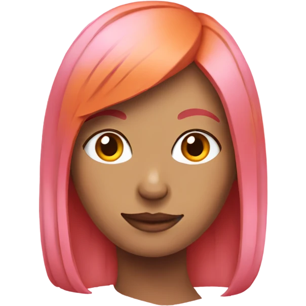 Pink haired female with orange cat emoji