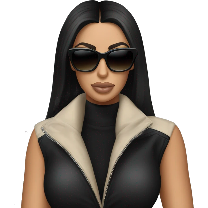 kim kardashian wearing balenciaga sun glasses in a full black outfit emoji