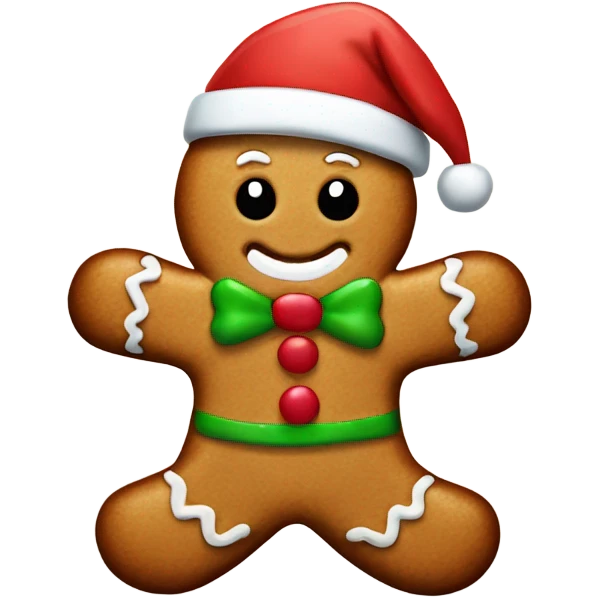 Gingerbread man with Santa hat emoji